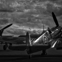 Buy canvas prints of  RAF Spitfire and Hurricane  by Jason Green
