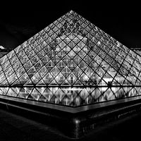 Buy canvas prints of Musée du Louvre at night by Malcolm Smith