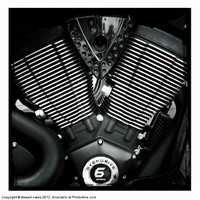 Buy canvas prints of Motorbike engine B&W 3 by stewart oakes