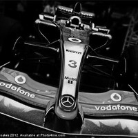 Buy canvas prints of F1 race car b&w for boys only by stewart oakes