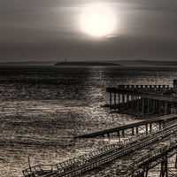 Buy canvas prints of Birnbeck Pier Toned sunset by stewart oakes
