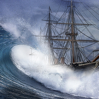 Buy canvas prints of HMS Warrior High seas 1860 by stewart oakes