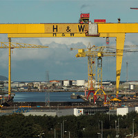 Buy canvas prints of HARLAND AND WOLFF CRANES BELFAST by Noel Sofley