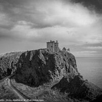 Buy canvas prints of Moody Dunnottar Castle, Stonehaven, Scotland in black and white by Louise Bellin