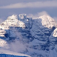 Buy canvas prints of Snow covered An Teallach mountain, Scottish Highlands, Scotland by Louise Bellin