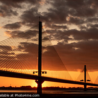 Buy canvas prints of Mersey Gateway Bridge at sunset panorama by Paul Madden