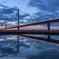 Buy canvas prints of Mersey Gateway Bridge reflected in a pond by Paul Madden