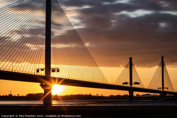 Sunset from the Mersey Gateway Bridge Picture Board by Paul Madden