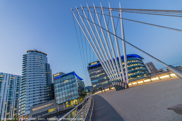 Media City Bridge and Buildings Picture Board by Paul Madden