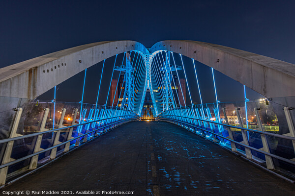 Salford Quays Footbridge at Night Picture Board by Paul Madden