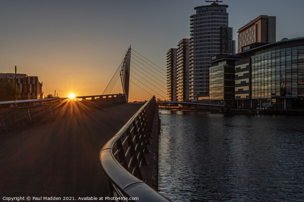Salford Quays media city sunset Picture Board by Paul Madden