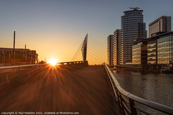 Salford Quays setting sun Picture Board by Paul Madden
