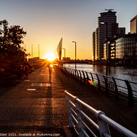 Buy canvas prints of Setting sun at Salford Quays by Paul Madden