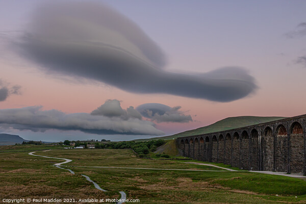 Lenticular clouds and Ribblehead Viaduct Picture Board by Paul Madden