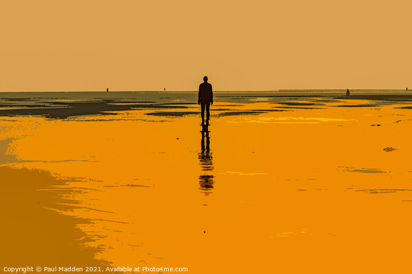 Crosby Beach sunset and Iron Man Picture Board by Paul Madden