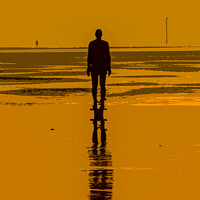 Buy canvas prints of Iron man at sunset on Crosby Beach by Paul Madden