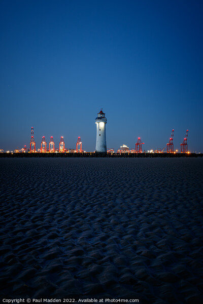 New Brighton Lighthouse at night Picture Board by Paul Madden