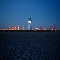Buy canvas prints of New Brighton Lighthouse at night by Paul Madden