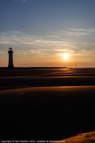 New Brighton Lighthouse Sunset Picture Board by Paul Madden