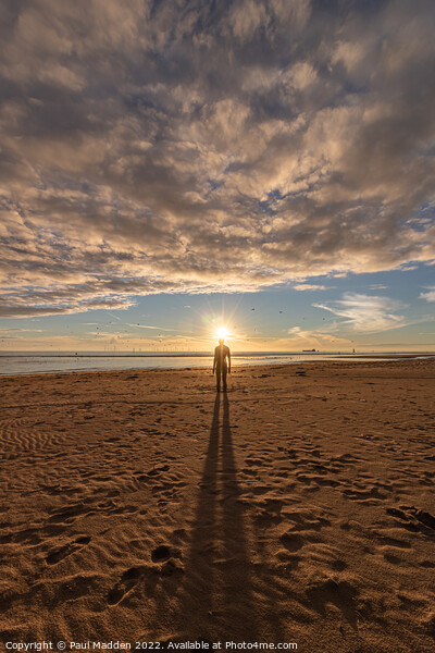 Crosby Beach Iron Man Sunset Picture Board by Paul Madden