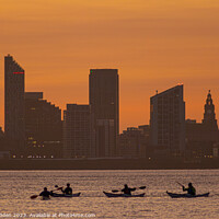 Buy canvas prints of Liverpool waterfront sunrise from New Brighton and kayakers by Paul Madden