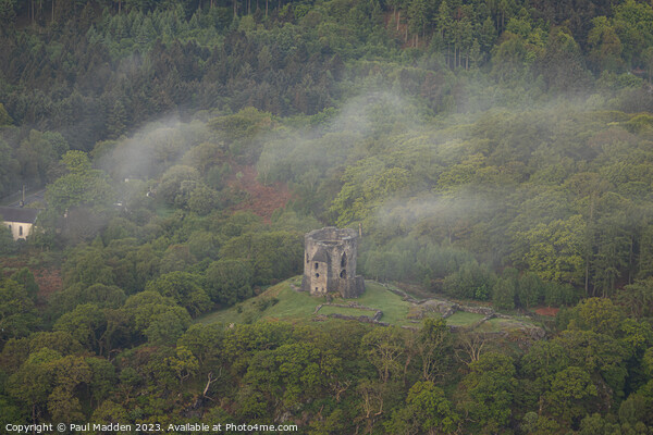 Morning mist at Dolbadarn Castle Picture Board by Paul Madden