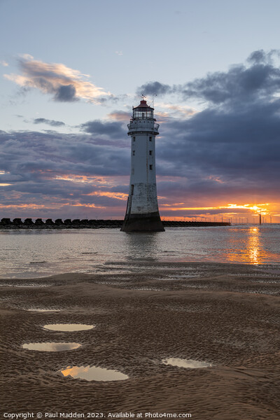 New Brighton Lighthouse at sunset Picture Board by Paul Madden