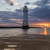 Buy canvas prints of New Brighton Lighthouse at sunset by Paul Madden