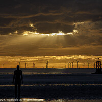 Buy canvas prints of Stormy sunset from Crosby Beach by Paul Madden