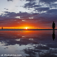 Buy canvas prints of Crosby Beach sunset panorama by Paul Madden