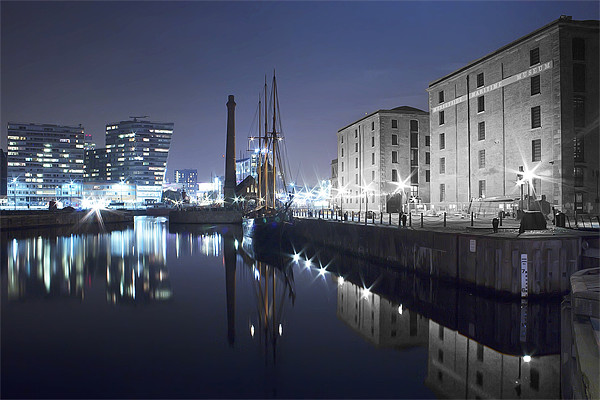 Canning Dock Night Picture Board by Paul Madden