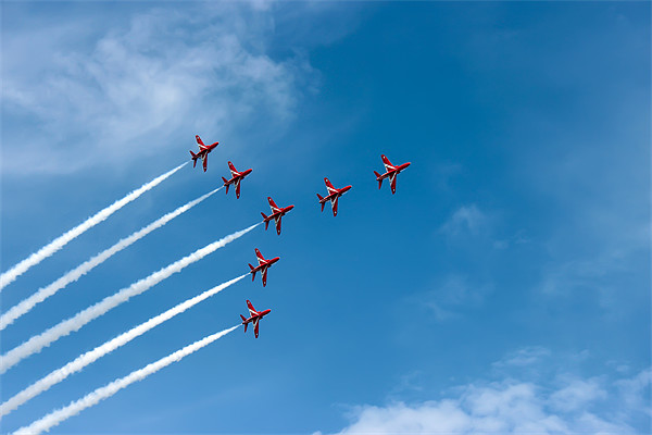 Red Arrows Swan 1 formation Picture Board by Paul Madden