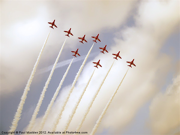 Red Arrows Phoenix Formation Picture Board by Paul Madden