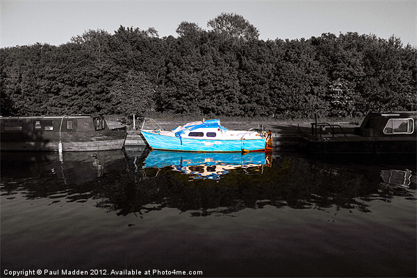 Blue boat on the canal Picture Board by Paul Madden