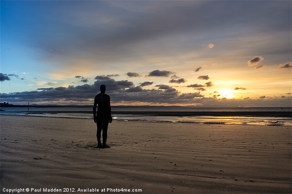Crosby Beach Iron Man Sunset Picture Board by Paul Madden