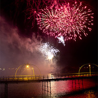 Buy canvas prints of Southport Musical Fireworks Red by Paul Madden