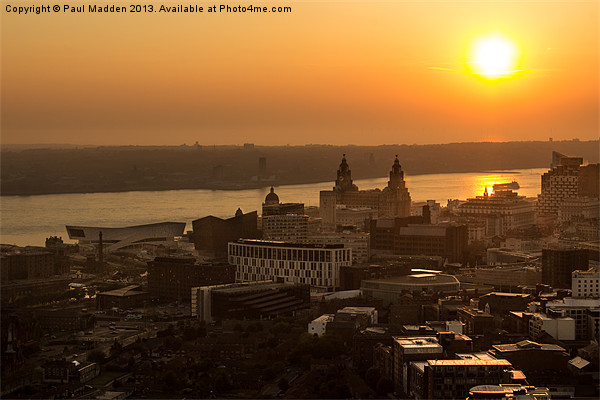 Summer sunset over Liverpool Picture Board by Paul Madden