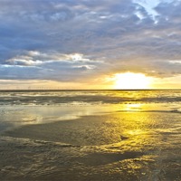Buy canvas prints of Crosby beach sunset by Paul Madden