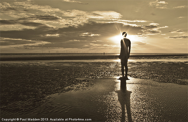 Crosby Beach Sepia Sunset Picture Board by Paul Madden