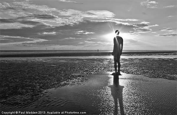 Crosby Beach Black and white Sunset Picture Board by Paul Madden