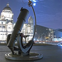 Buy canvas prints of Telescope at the Pier Head by Paul Madden