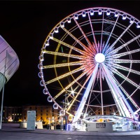 Buy canvas prints of Liverpool wheel and echo arena by Paul Madden