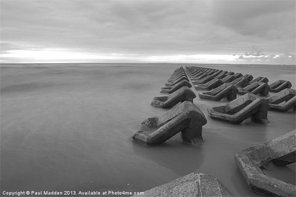 Incoming tide at dusk B+W Picture Board by Paul Madden