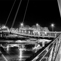 Buy canvas prints of Millennium Bridge - Lancaster - Monochrome by Paul Madden