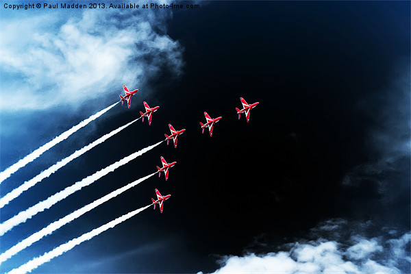 Red Arrows Swan 1 Formation Picture Board by Paul Madden