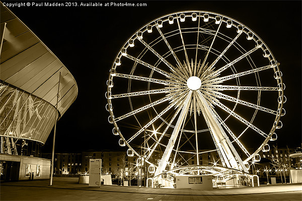 Big wheel and Echo Arena Liverpool Picture Board by Paul Madden