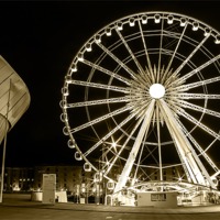 Buy canvas prints of Big wheel and Echo Arena Liverpool by Paul Madden