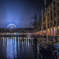 Buy canvas prints of Liverpools Albert Dock at night by Paul Madden