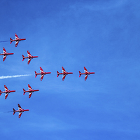 Buy canvas prints of Red Arrows Concorde Formation by Paul Madden