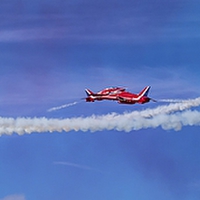 Buy canvas prints of Red Arrows Fly Past by Paul Madden